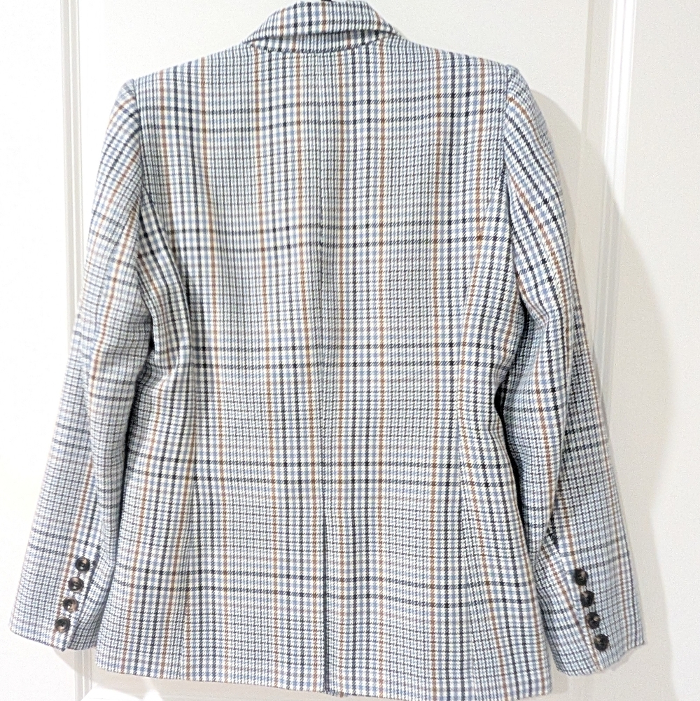NWT Evereve Ivy Plaid Double-Breasted Blazer with Pinstripe Lining - Picture 3 of 10